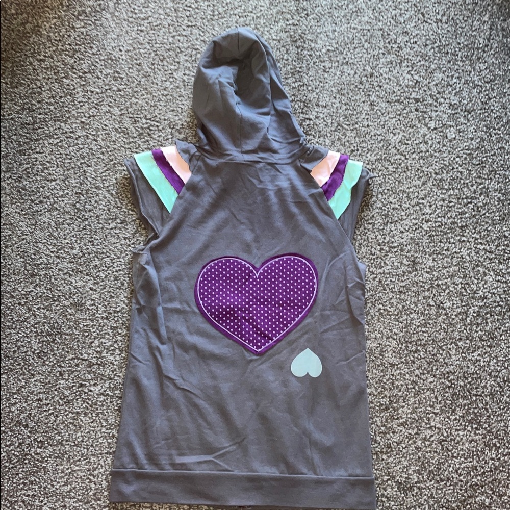 Delia’s Vintage Y2K Junior’s Zip Up Hoodie Vest Grey/Purple Size Medium - Picture 2 of 9
